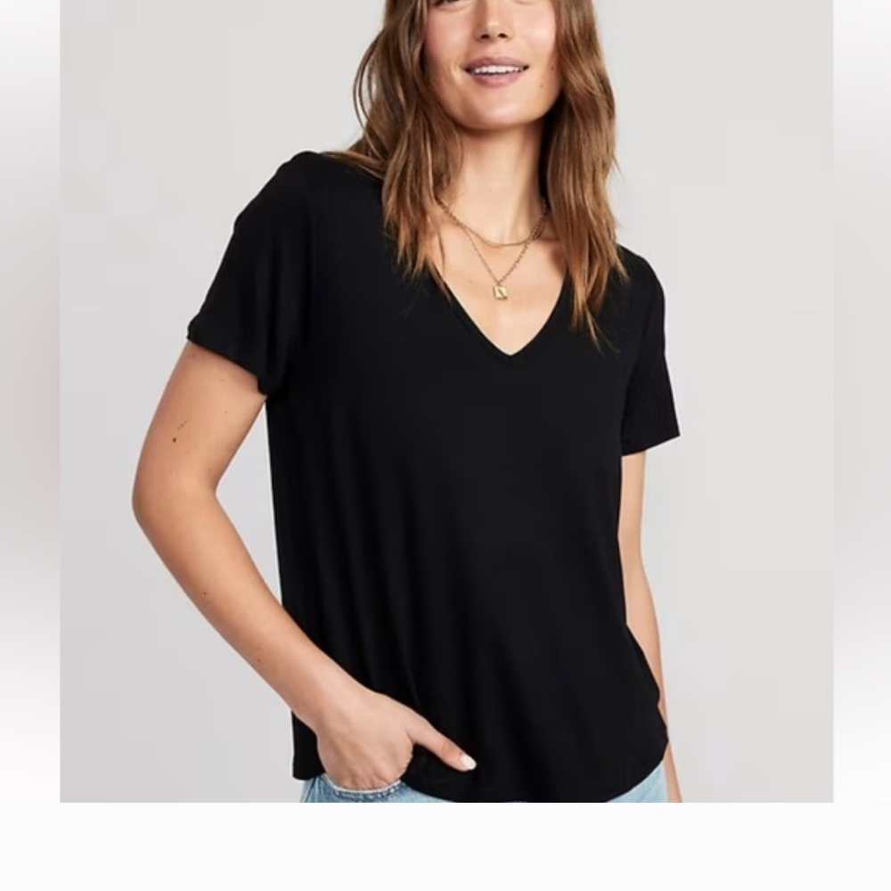 Classic Black V-Neck Women's Top
